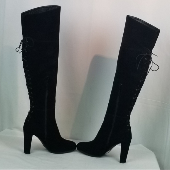 Stuart Weitzman Black Suede Over The Knee Boots 8 - Picture 6 of 9